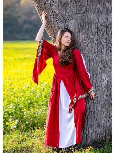 Trollfelsen Leonardo Carbone Mittelalter Gewandung Ritter Maid Burgfrau Edles Viskose Kleid Ivette Rot Weiß _2_ Trollfelsen Leonardo Carbone Mittelalter Gewandung Ritter Maid Burgfrau Edles Viskose Kleid Ivette Rot Weiß _2_